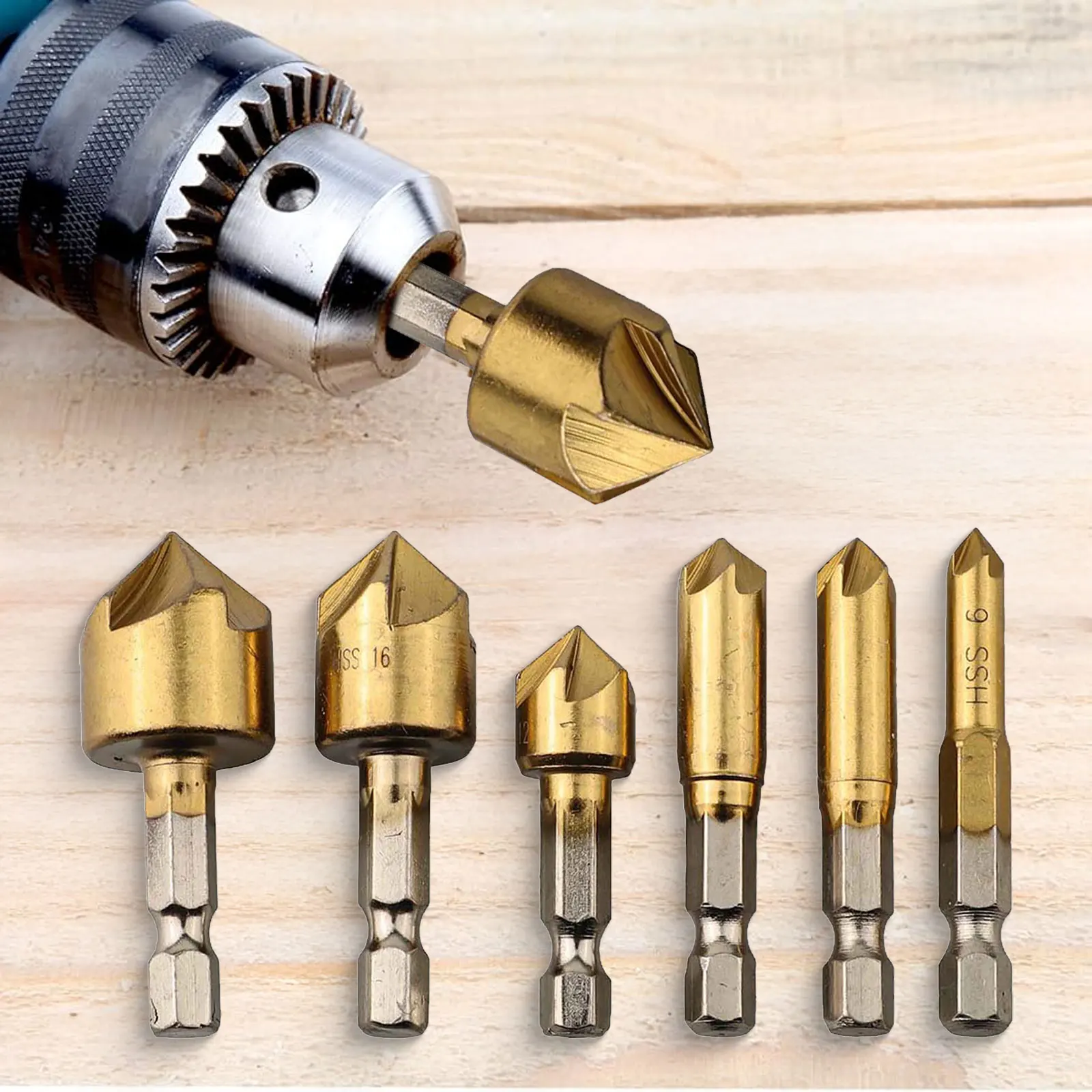 High-speed Steel Bits Countersink Drill Bit Set User-friendly Design for versatile Size Range Chip Removal Efficient Design