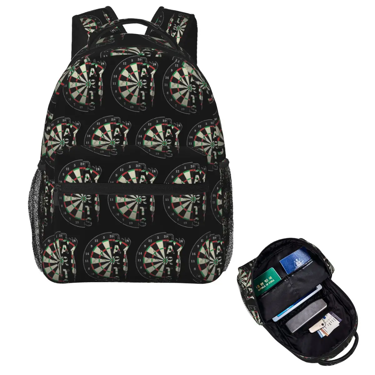 

Darts Dartboard Typography Cracked Student Backpack School Bag Hiking Travel Daypack for Boy Girl Fashion Bookbag Shoulder Bags
