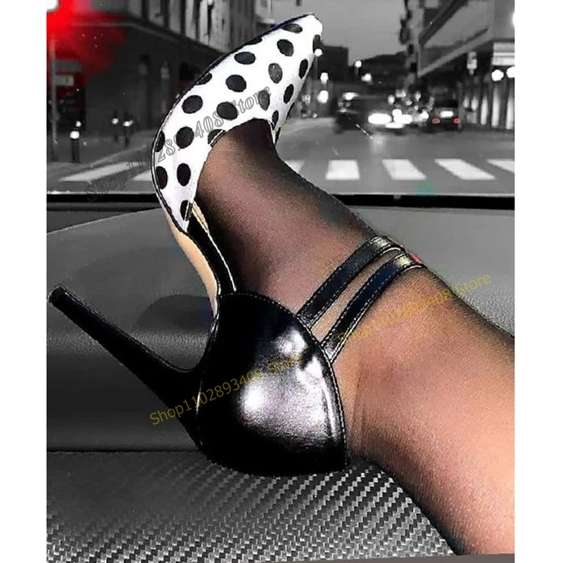 New Mixed Color Spot Print Pumps Pointed Toe Stiletto High Heel Buckle Strap Women Shoes 2023 Fashion Sexy Zapatos Para Mujere