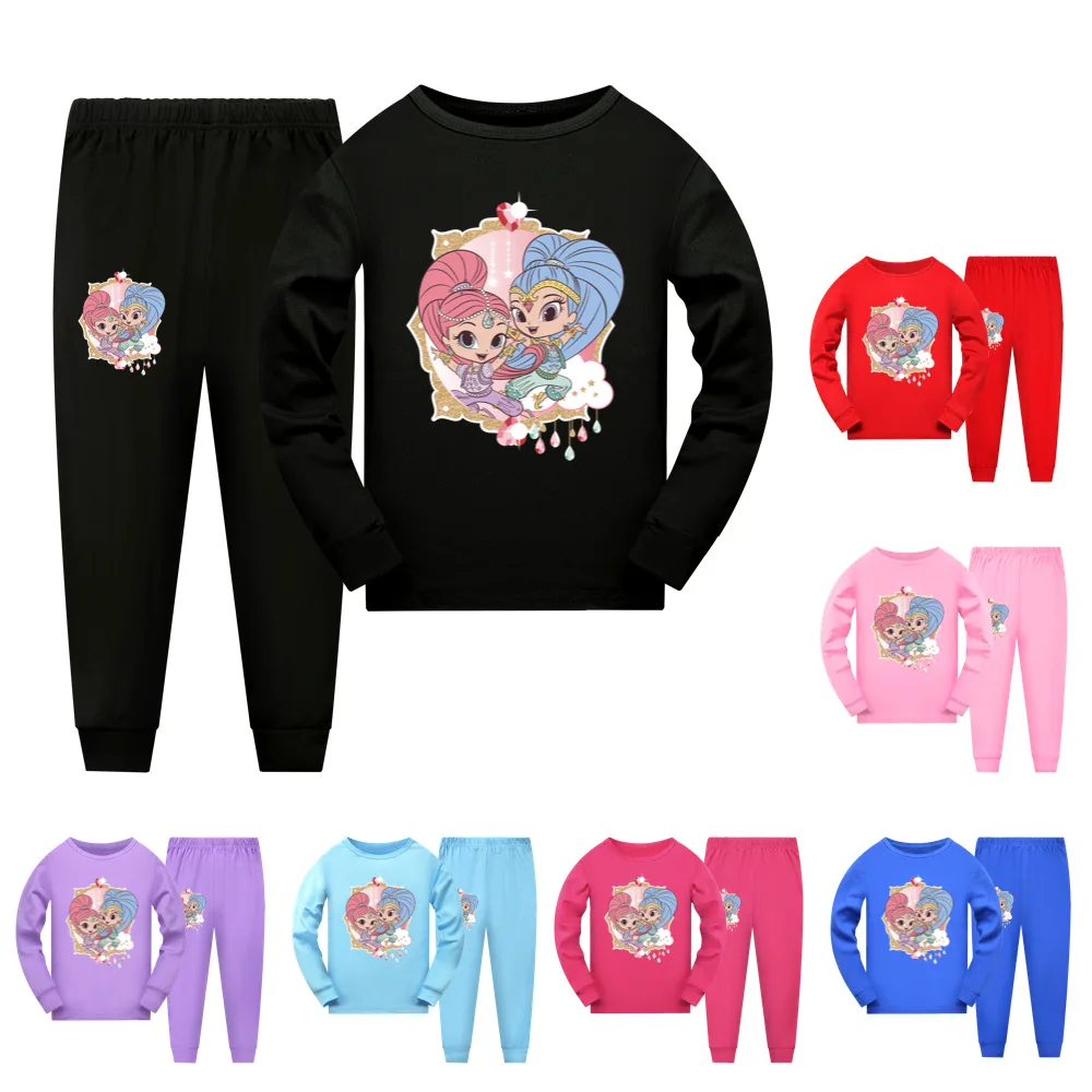 

Shimmer Shine Girls Pajama Sets Baby Kids Sleepwear Pijama Nina Teen Girl Night Pjs Pajamas Boy Child Silk Pajamas 4 6 8 10 12 T