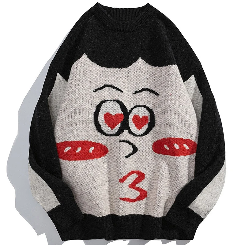 

American Fun Funny Cartoon Pattern Knitted Sweater for Men and Women Autumn and Winter Y2K Loose Relaxed Pullover Sweater