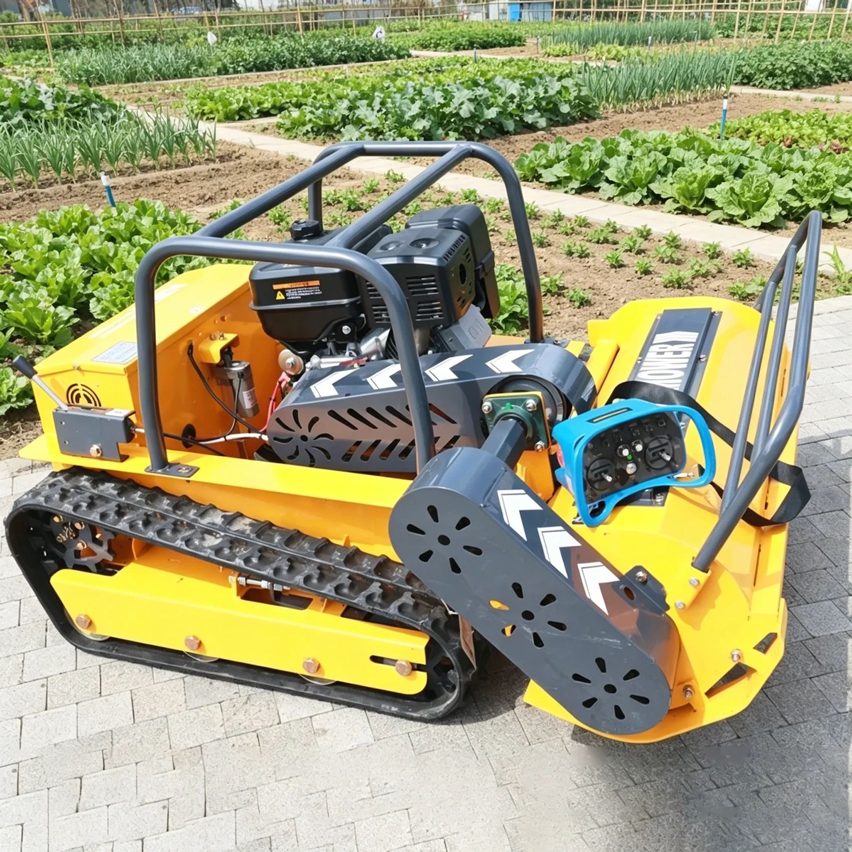 

Customized self-propelled remote-controlled lawn mower with optional accessories and customizable colors.