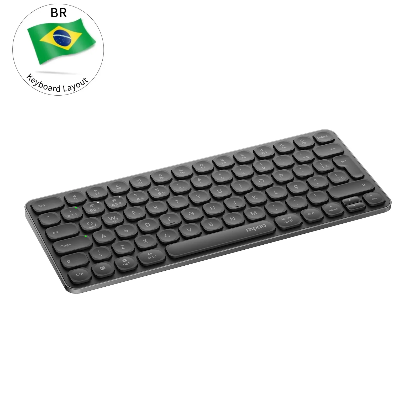 

Rapoo E9050L ABNT2 Portuguese Brazil Multi-Device Bluetooth Wireless Keyboard Rechargeable Black Color with Multimedia Keys