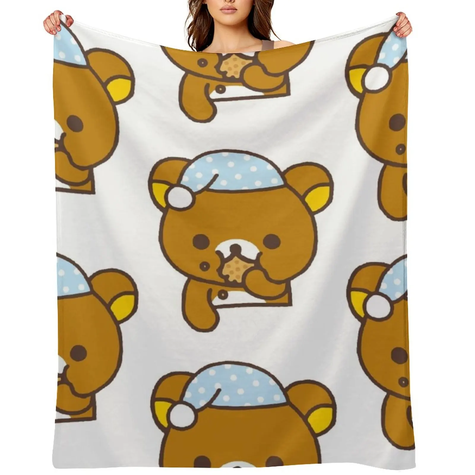 

Kawaii Cute Bear Rilakkuma Throw Blanket Baby Sleeping Bag Picnic Summer Beddings Blankets