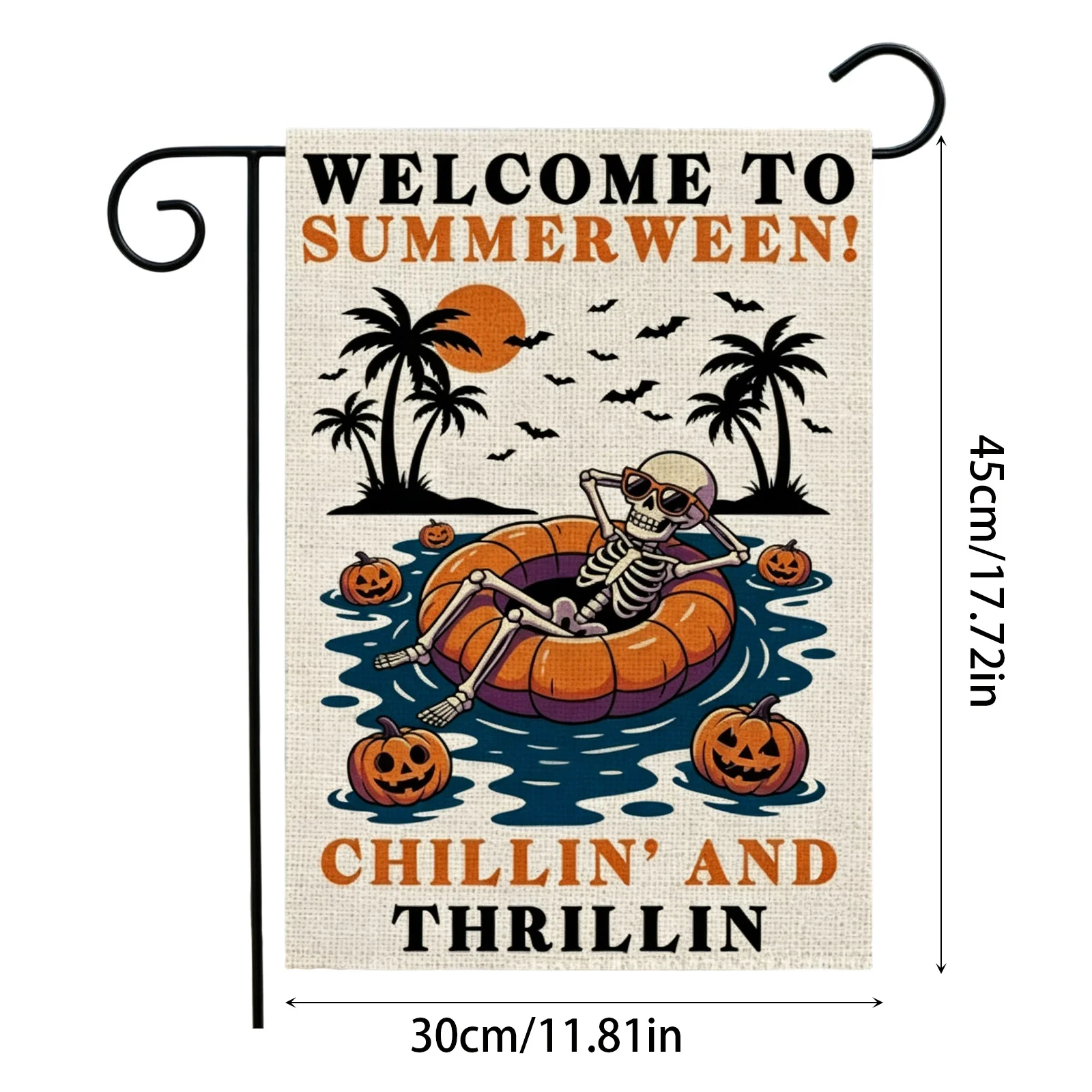Halloween Series Flag Banners Double-Sided Linen Garden Flags Halloween Printed Flag for Outdoor Decorations ﻿