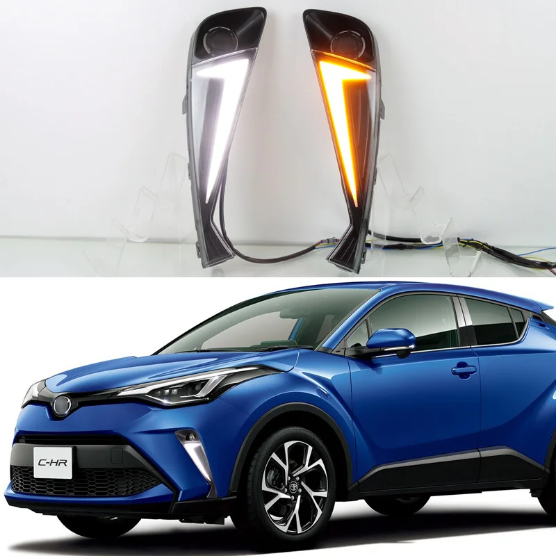 

LED DRL Daylights For Toyota C-HR CHR 2020 2021 2022 Dynamic Turn Yellow Signal Auto Bulb Headlamps LED Daytime Running Lights