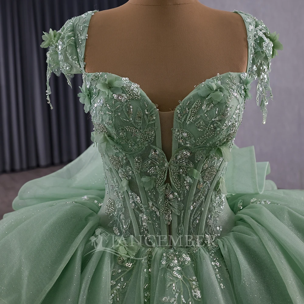 Brillant Scoop perlé Quinceanera manches courtes cristaux princesse Corset robes perles robe de bal personnalisé vestido quinceañeras