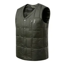 White Duck Down Vest Men Lightweight Autumn Winter Warm Padded Sleeveless Jacket Male Black Golf Fashion Casual Button Waistcoat