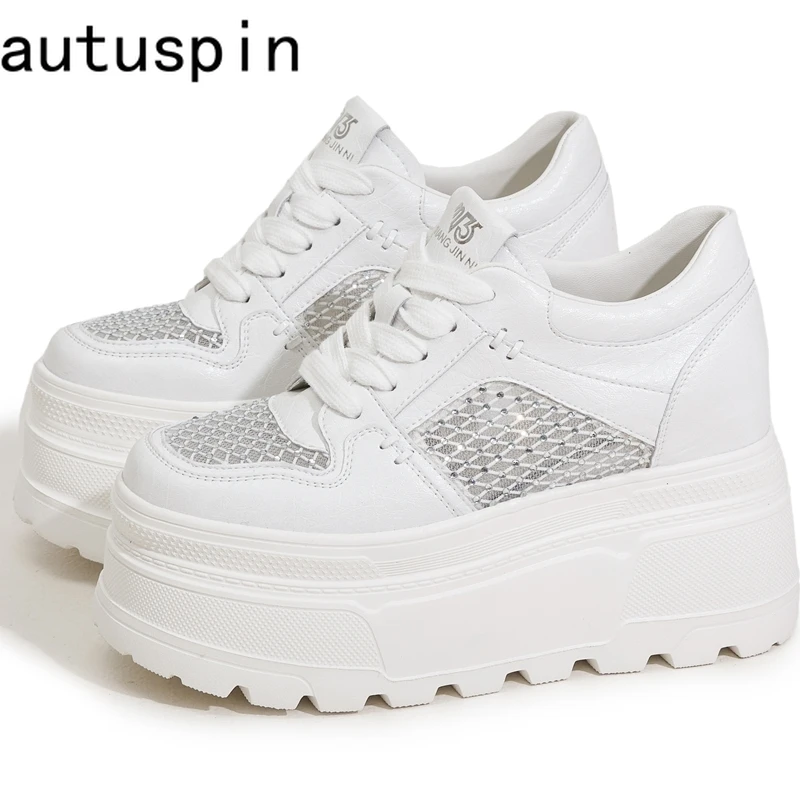 

AUTUSPIN Summer Splicing Women's Shoes Breathable Air Mesh Sneakers Outdoor Leisure Female High Platform Sports Shoes Woman