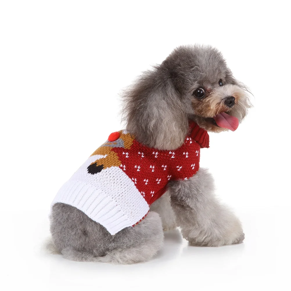 

Stylish Red and White Deer Dog Sweater Size S Perfect for Special Occasions and Photo Taking Pet Costume Pet Sweater