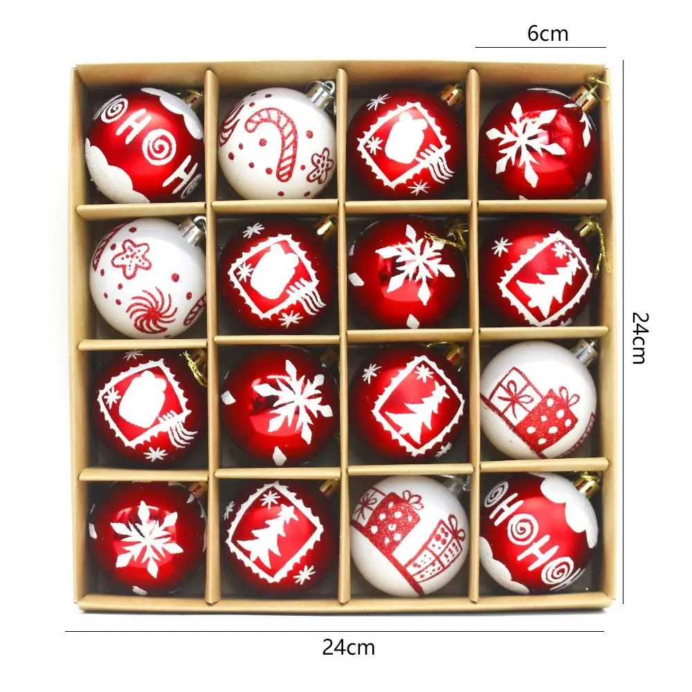 Arbre de Noël en plastique incassable peint IkPendant, décor de joyeux Noël élégant et réutilisable, 6cm, 16 pièces