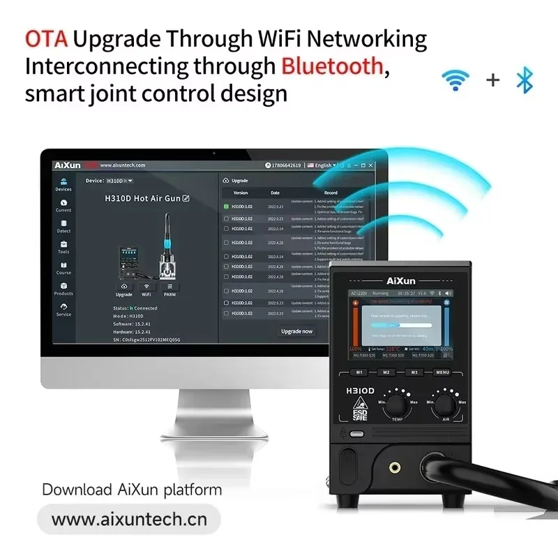 محطة لحام AIXUN H310D إصلاح الإلكترونيات لحام ديسولديرينغ التحكم الدقيق في درجة الحرارة محطة إعادة تشغيل الهواء الساخن