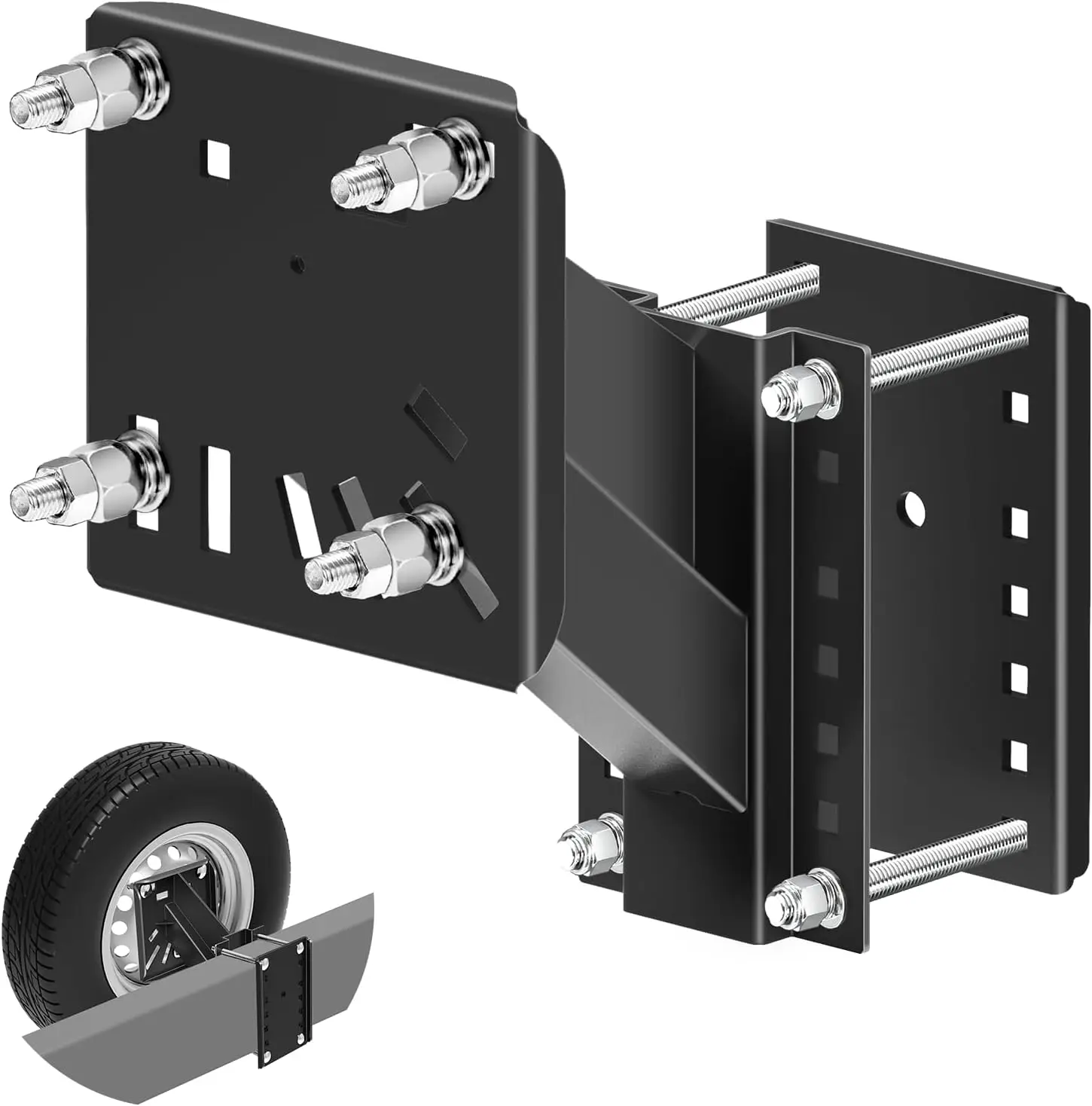 

Heavy Duty Spare Tire Mount Bracket for Boat and RV, Fits Multiple Lug Wheels on Various Bolt Patterns Up to 160 Lbs