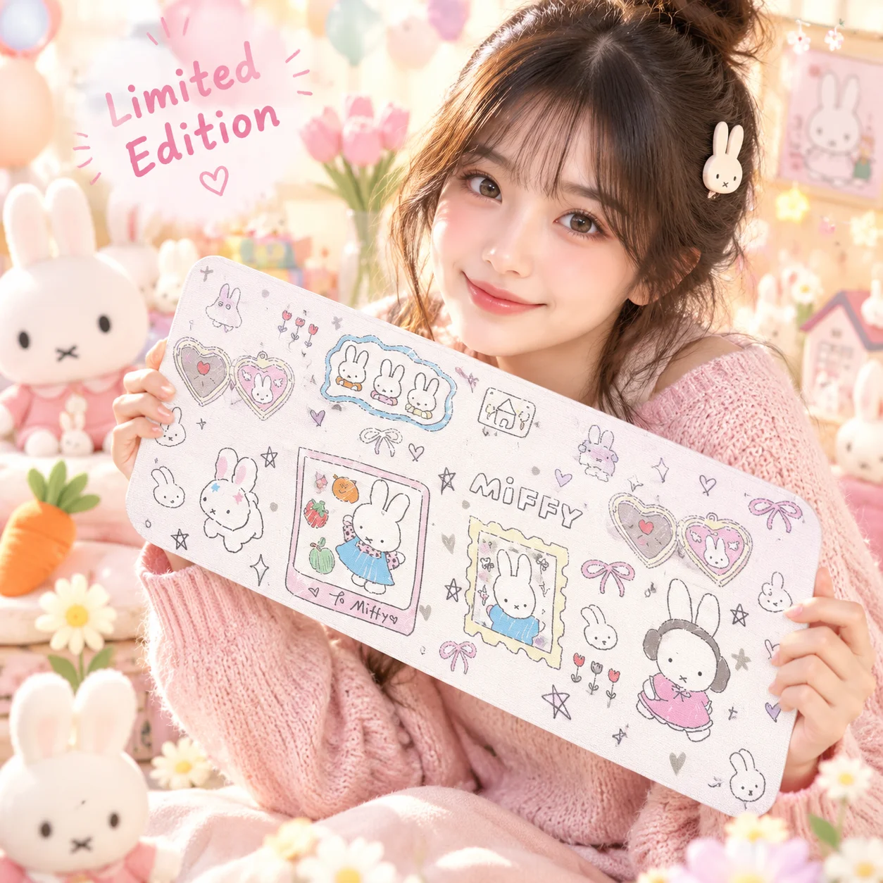 Miffy Cute Cartoon Soft Computer Mouse Pad Keyboard Pad Desk Mat Ins Style Decorative For Student Dormitory Bedroom Office