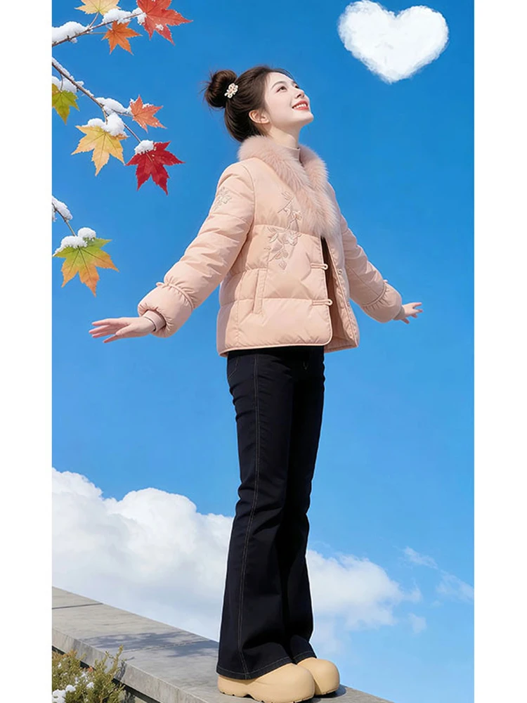 

Новая китайская женская зимняя куртка из хлопка с воротником, повседневное модное хлопковое пальто малого размера, устойчивое к старению