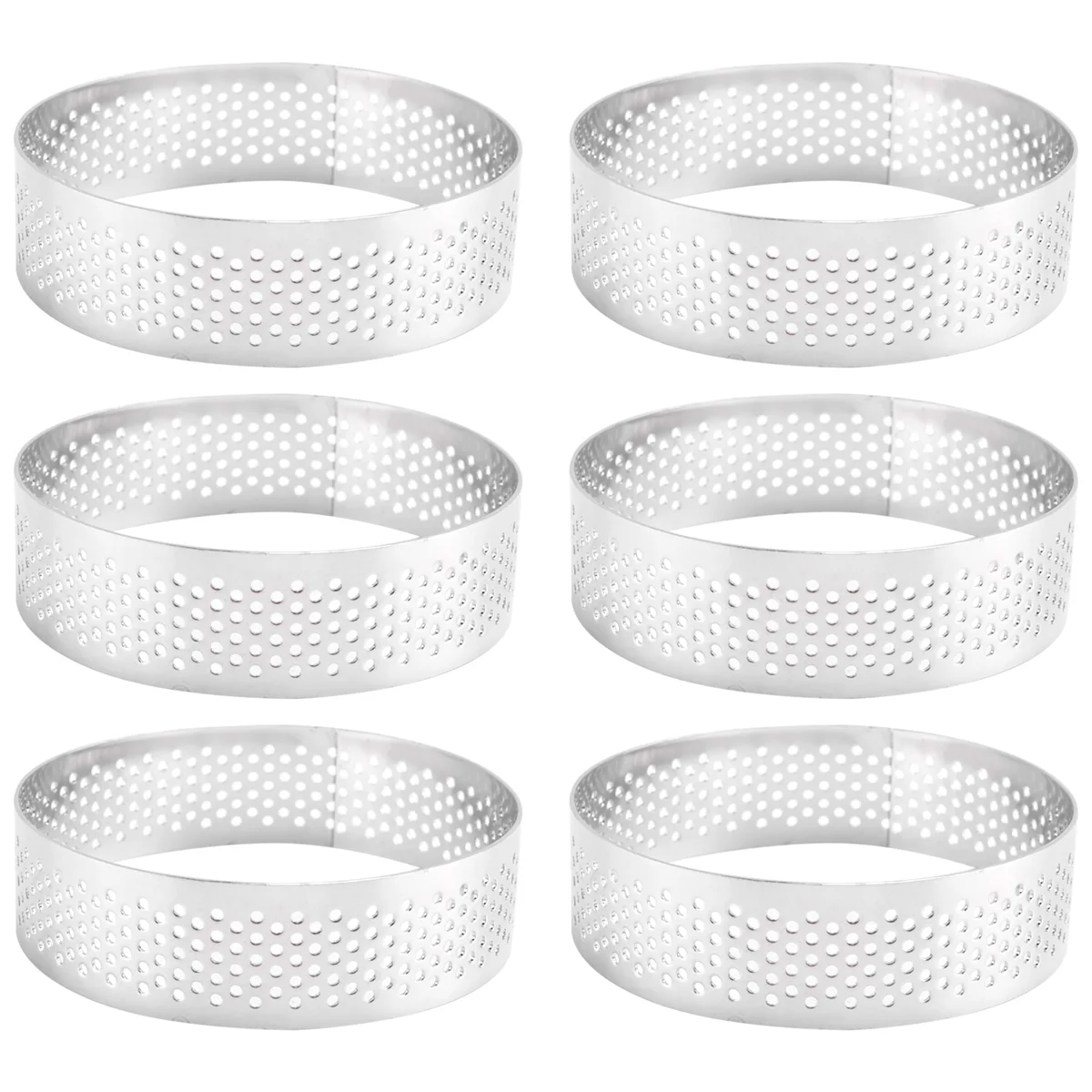 

ABLK Cake Ring Molds, 6Pcs Stainless Steel Porous Tart Ring, Perforated Pie Cake Ring Mold, Cake Mousse Ring with Holes 7cm