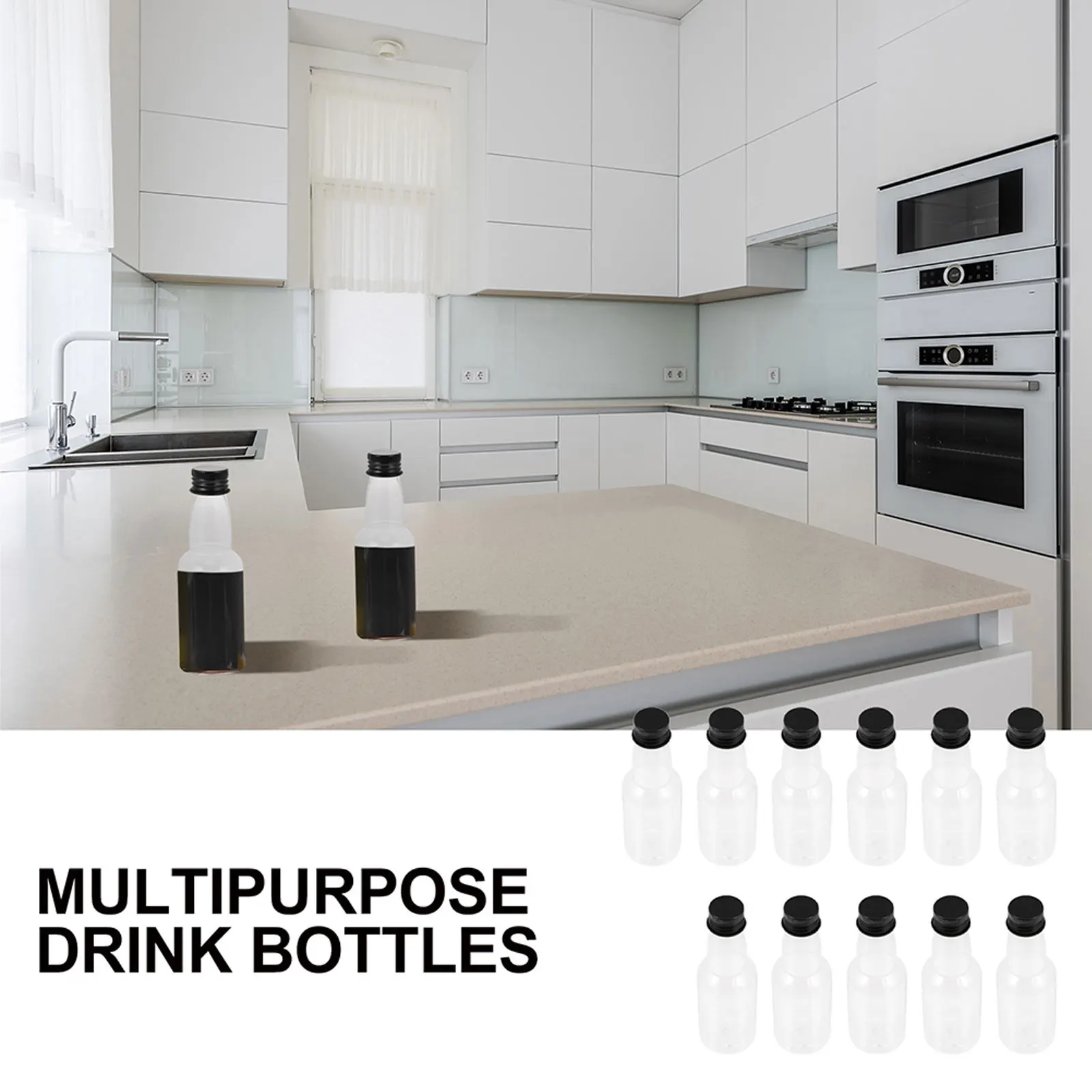 

50Pcs Mini Bottles with Lids Reusable Clear Beverage Containers for Liquor Juice Syrup Outdoor Camping Travel Use