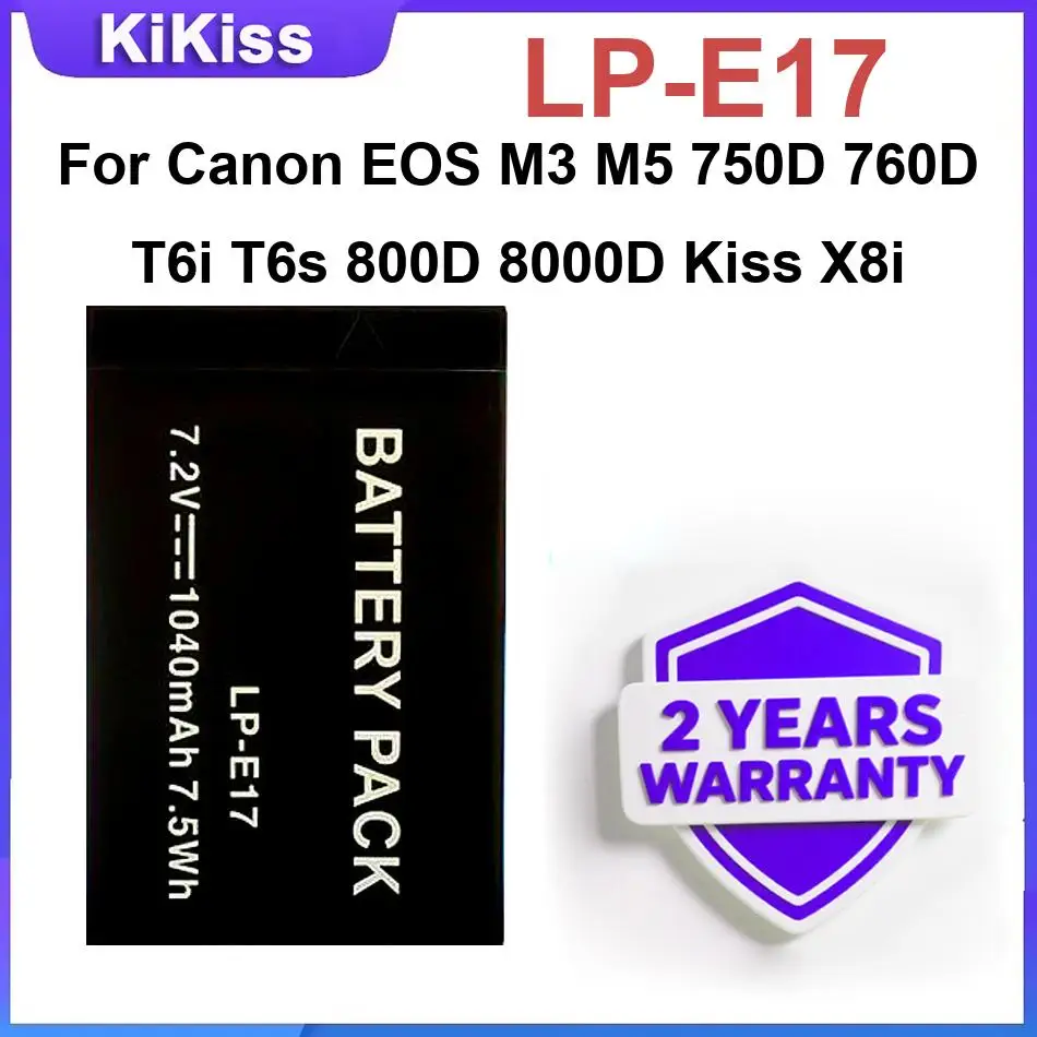 

Сменный аккумулятор LP E17 для Canon EOS M3 M5 750D 760D T6i T6s 800D 8000D Kiss X8i