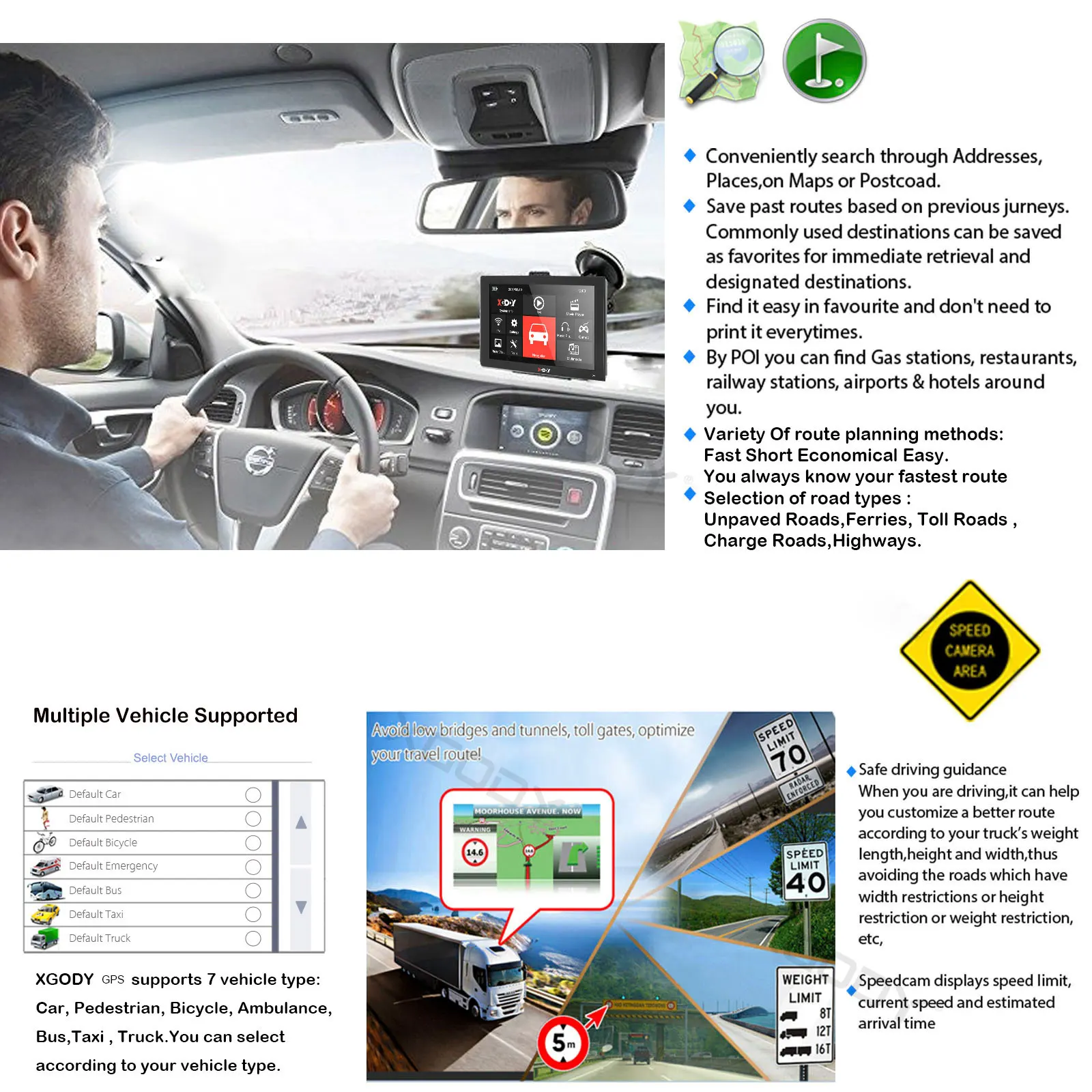 5 "8GB شاحنة السيارة HGV LGV GPS SAT NAV NAVIGATION خرائط التحميل المسبق المجانية مدى الحياة