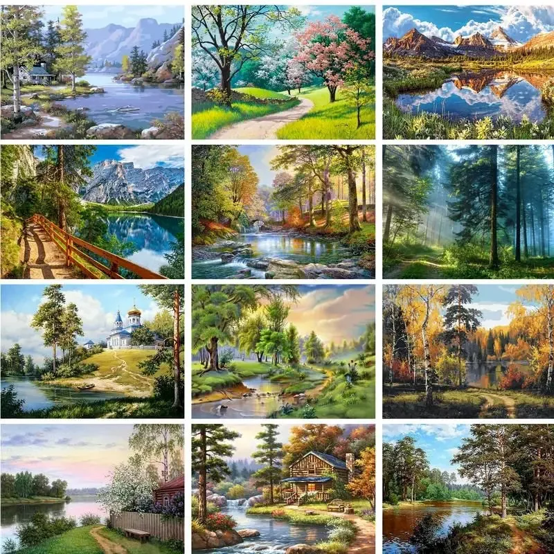 

585256 Paint By Numbers Landscapes Acrylic Drawing Canvas Oil Painting By Numbers Mountains Scenery For Adults Home Decor