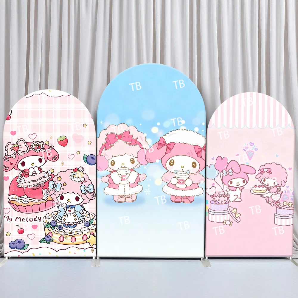 

Sanrio My Melody Sweet Treats Style Arch Backdrop Cover Cheerful Festive Scene For Kids Birthday Baby Shower Photo Booth Decor
