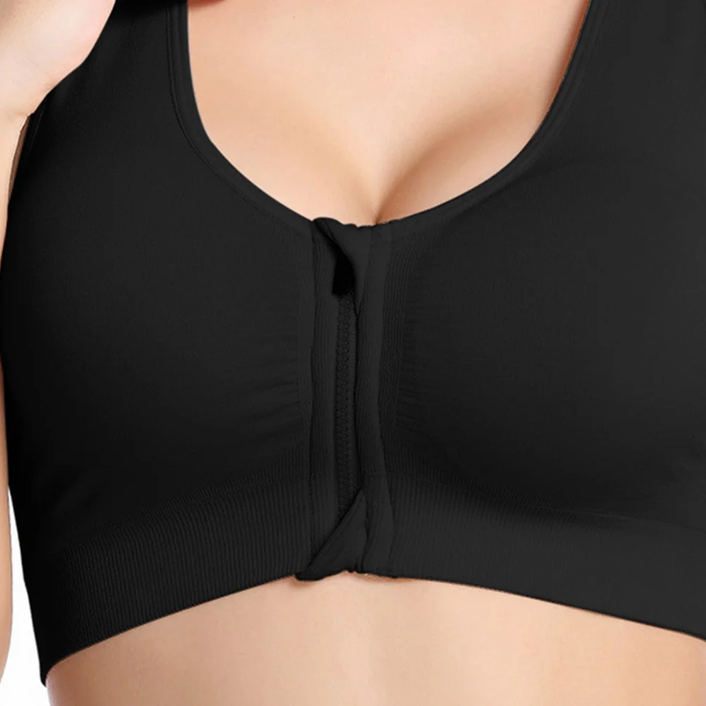 

No Steel Bra Front Zipper Xl Black Shockproof Running Yoga Fitness Padded Push Up High Impact Vest