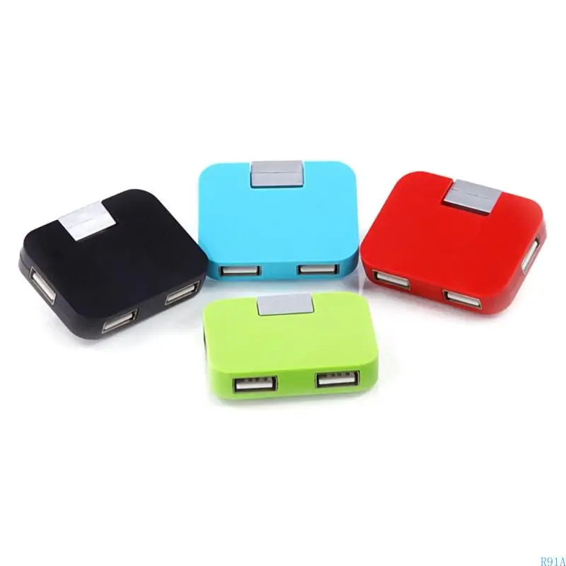 R91A упаковка 4pcs Fast Speed ​​4 Port USB 2.0 Складируемый дизайн складной дизайн для повышения производительности в офисе или