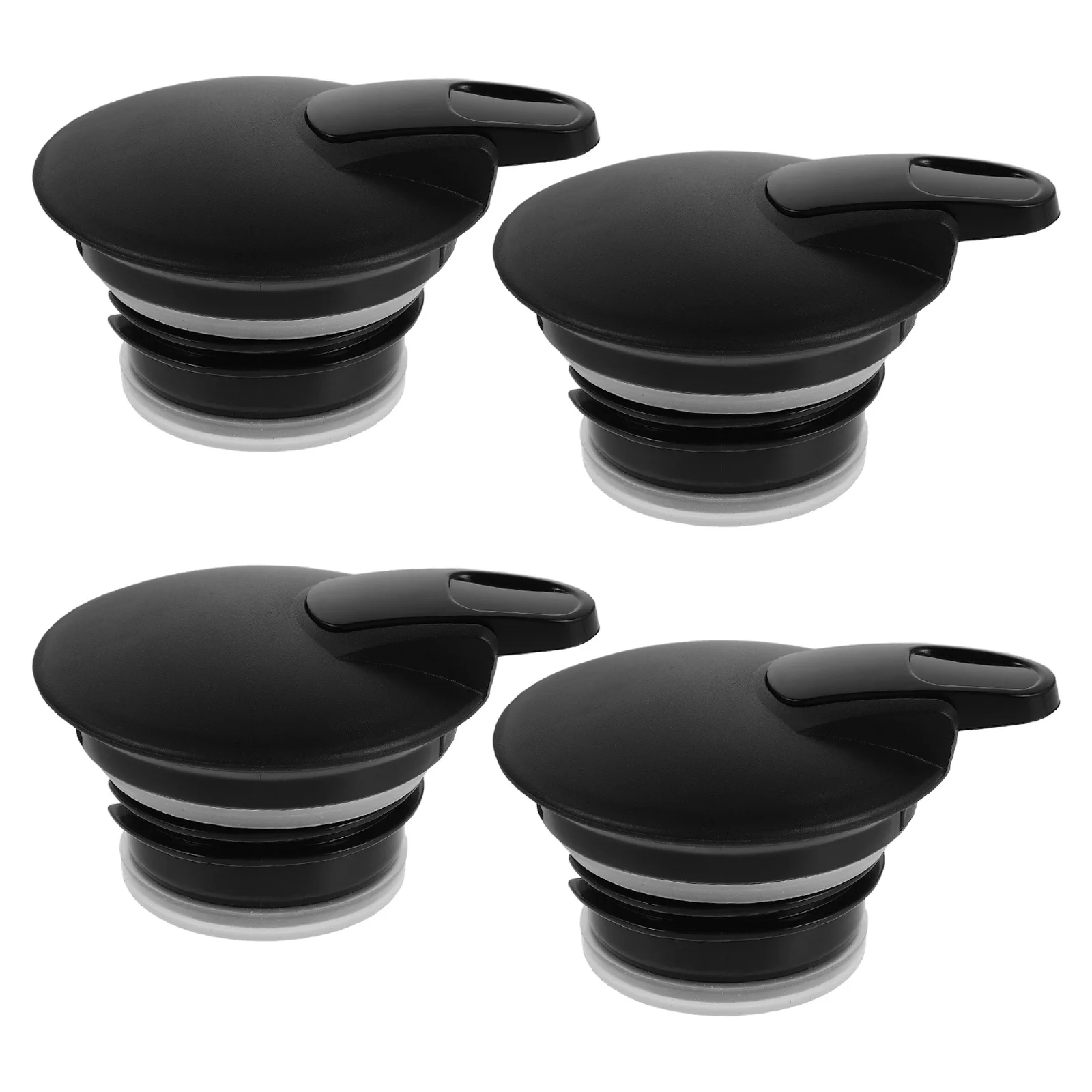 

4pcs Coffee Carafe Lid Replacement Black Pp Cover For Glass Carafe Heat Resistant Sealed Tumbler Cap Spill Proof Coffee Pot