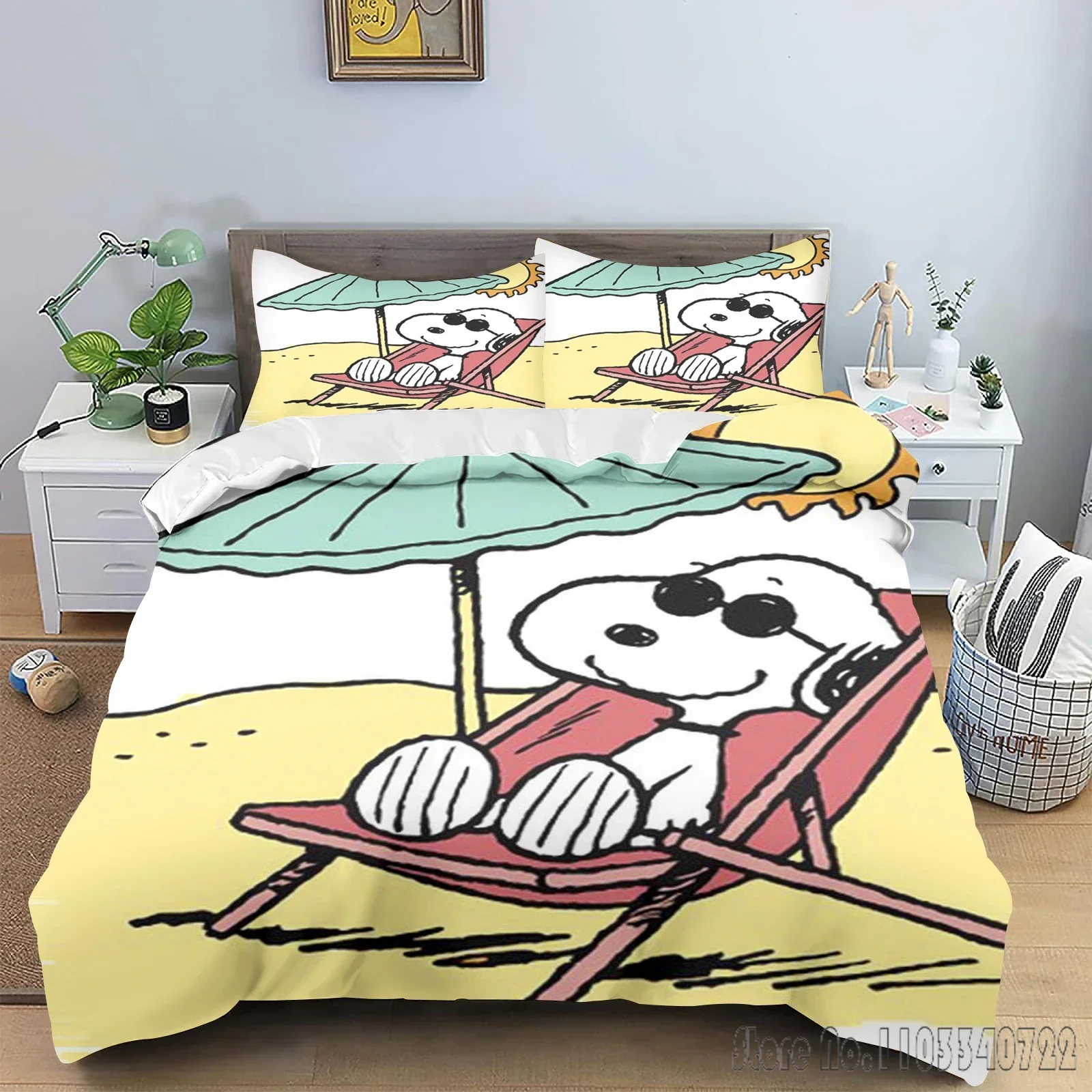 Admire Snoopy Quilt Cartoon Love Child Duvet Cover Set HD Comforter Cover Bedclothes for Kids Bedding Sets Bedroom Decor