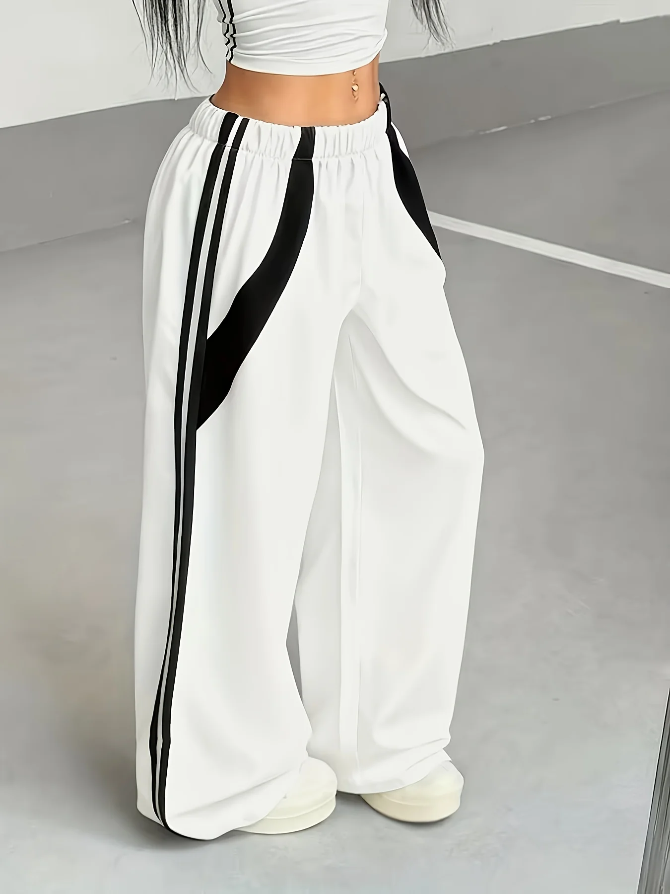 Korean Style Trendy Sports Style Wide Leg Pants 3D Printed Slimming and Loose Fitting Children's and Women's Street Pants