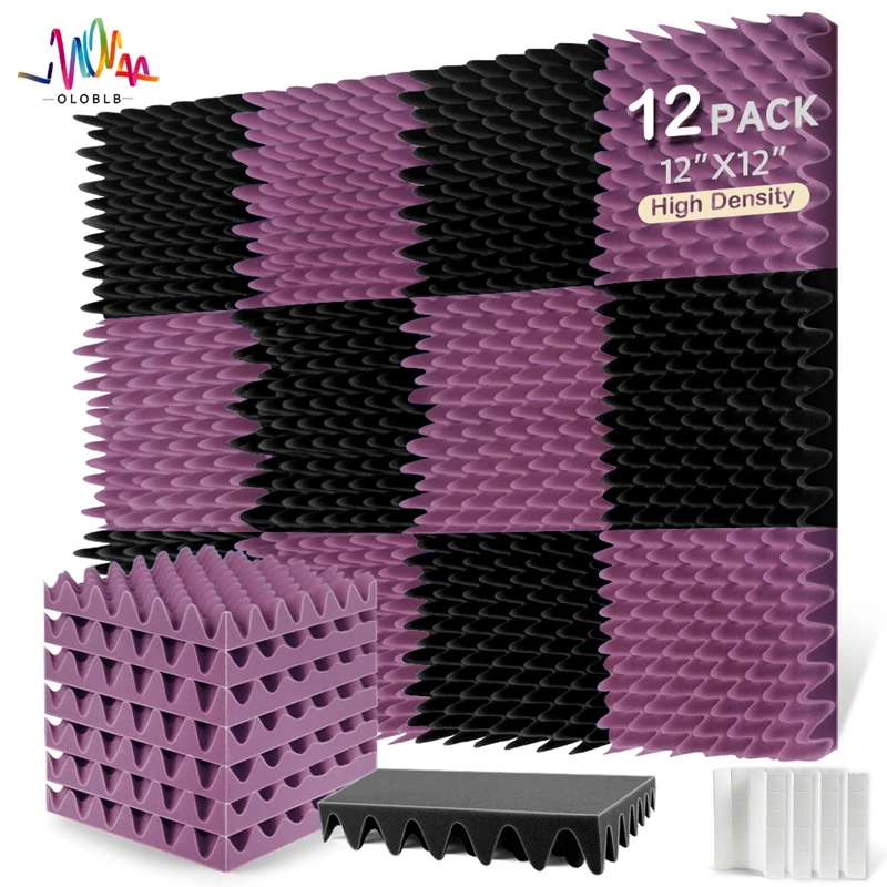 

12Pcs Egg Crate Soundproof Wall Panel Theater Drum Room Absorption Treatment Sound Isolation Foam Board Home Indoor Decoration