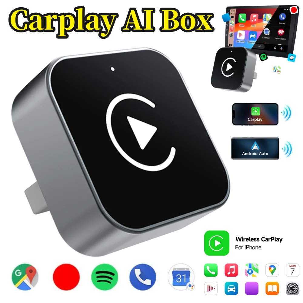 2 in 1 Wireless CarPlay Android Auto Adapter Smart Box Convert Wired To Wireless Auto Connect Plug & Play for Factory Wired Cars