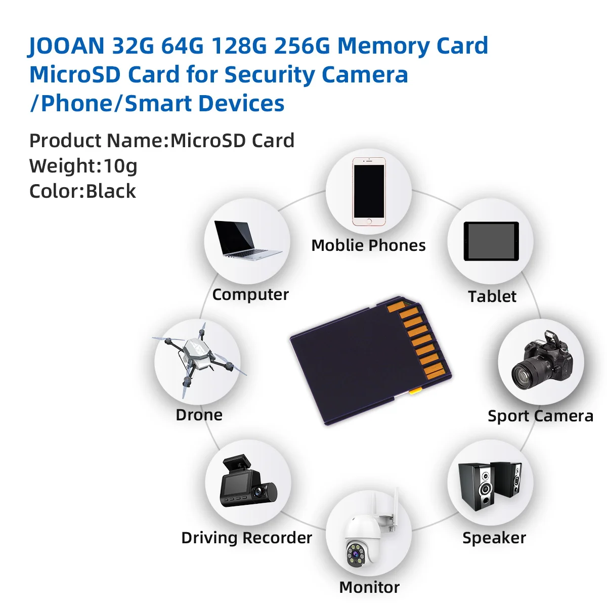 Jooan Micro SD Card TF 32GB 64GB 128GB Class 10 for IP Camera Video Recording Storage