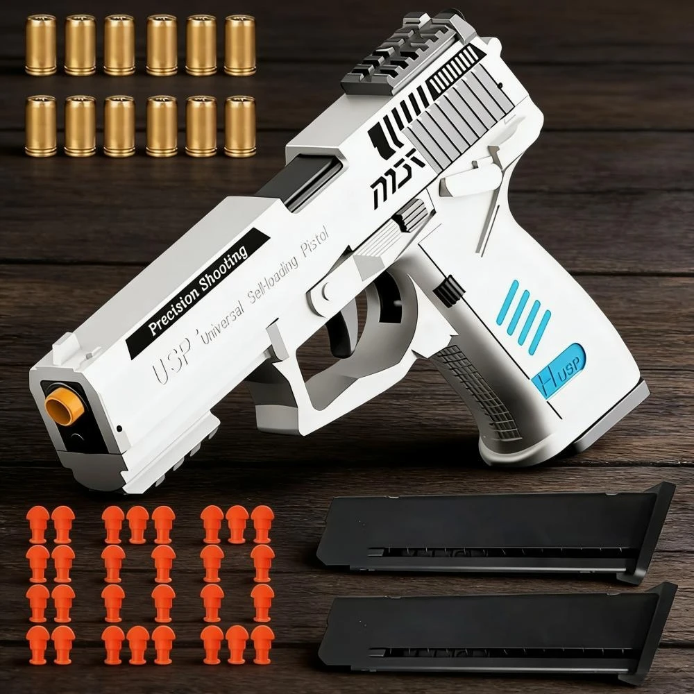 

Игрушечный пистолет-имитация с автоматическим откатом затвора, стреляющий мягкими пулями-дротиками, развивающая модель-игрушка для детей