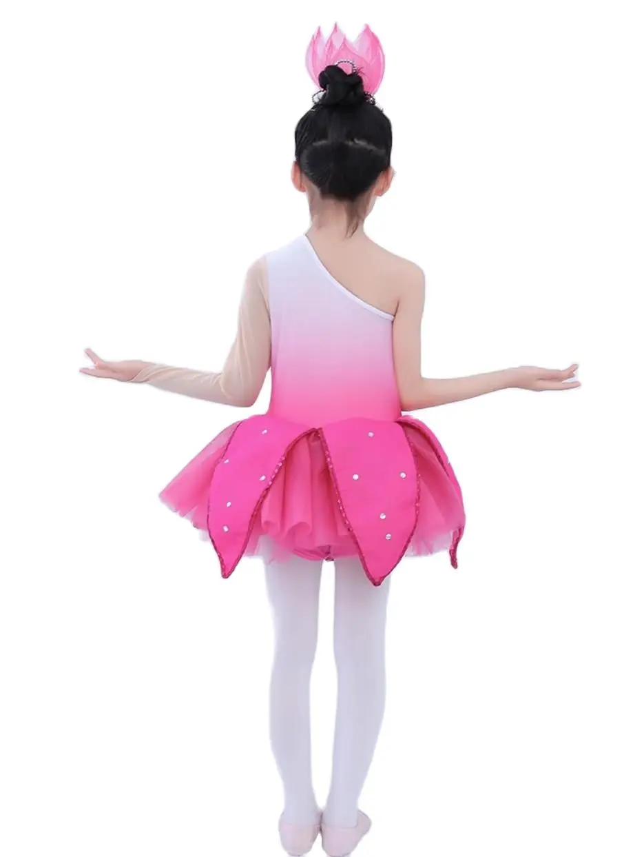 Children Contemporary Flower Dancewear Girls Dance Costume Kids Dance Dress Of Girl Stage Wear Magnolia Flower Dancing Costume