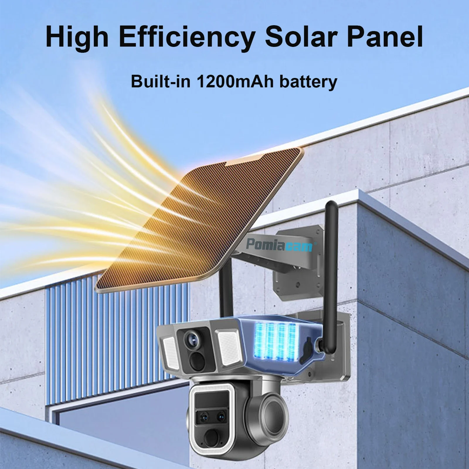 Y7A Solar Camera 4G and WIFI 2 in 1 network Solar PTZ Camera 10X Optical Zoom 2K 4MP Night Vision Solar Panel Powered