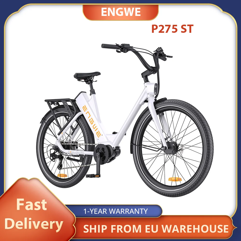 ENGWE P275 ST Urban Electric Bike 250W Brushless Mid-drive Torque Sensor Motor 36V 19.2Ah Battery 27.5'' Spoke Tires LED Display