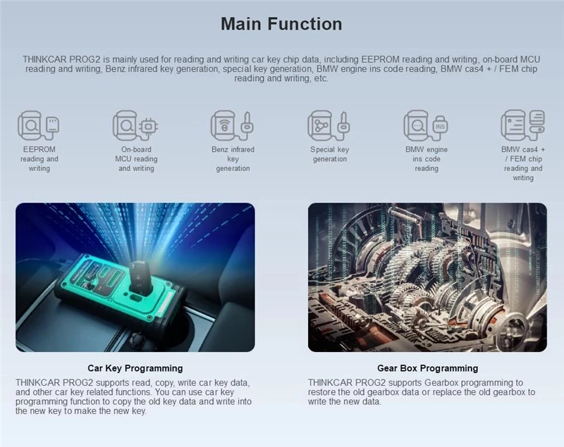 Original THINKCAR PROG2 PROG 2 Advanced Key Fob Programmer and IMMO Tool Car Key Match Remote Control Match Read Write Key Chip