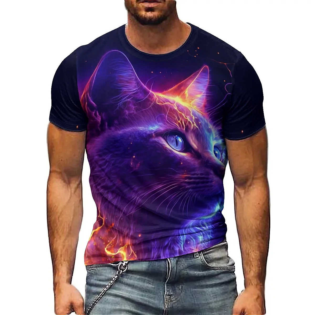 Lightweight and Breathable Polyester Fabric, Printed Short-sleeved 3D Clothing, All-over Printed T-shirt Tops for Men and Women