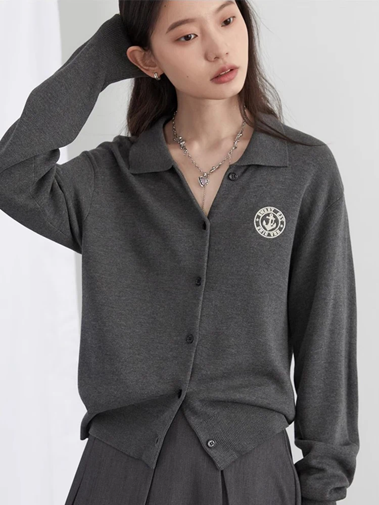 CHIC VEN Korean Women Cardigan Single Breasted Preppy Embroidered Knitted Sweaters Loose Casual Female Top Spring Autumn 2024