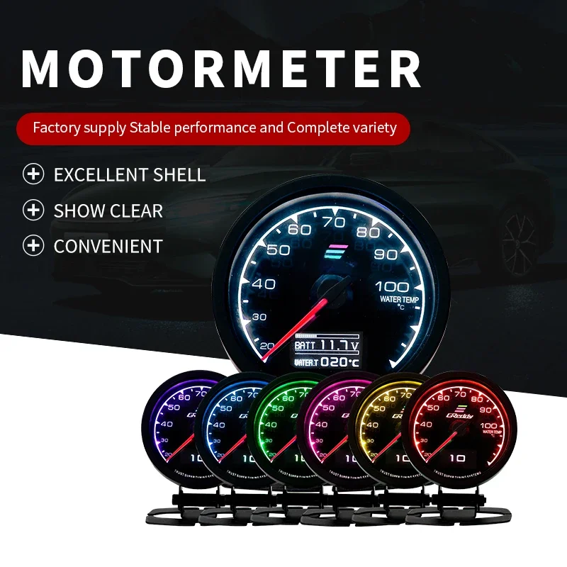 Greddi 7 Colors LCD Digital Display Turbo Boost Water Temp Volt Oil Press Racing Meter Fuel Pressure Air Fuel Ratio Gauge