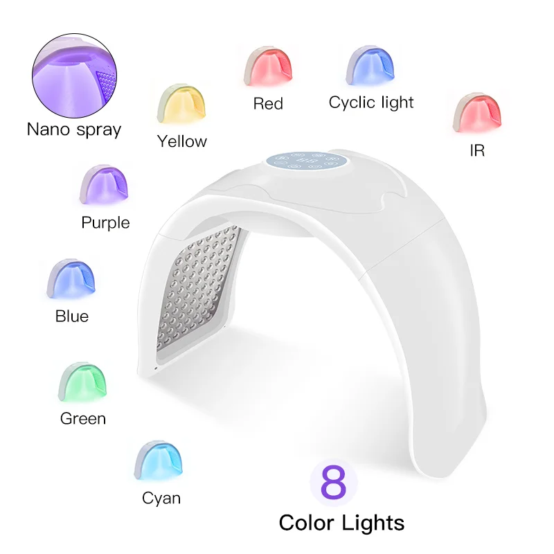 LED Cold Nano Spray 8-color Phototherapy Spray PDT Facial Mask Red Light Therapy Skin Moisturizing Face Steam Engine Face SPA