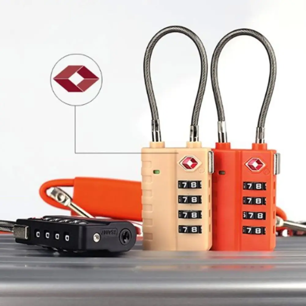 New TSA 4 Digit Combination Lock Wire Rope Anti-theft Customs Password Lock Security Tool Suitcase Luggage Coded Lock for Travel
