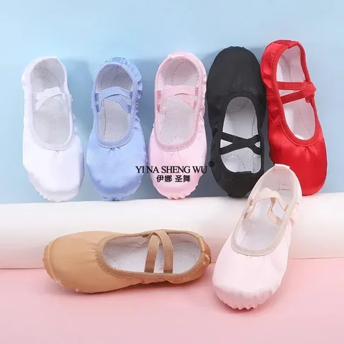 Satén puro rosa Color azul carne de niño 23 a mujeres 43 niñas niños zapatos de punta zapatillas de baile bailarina práctica zapato de Ballet