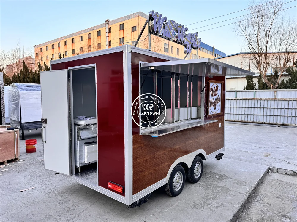 Mobile  Food Truck  Hot Dog Stand  Kitchen Ice Cream Kiosk Hot Dog Cart With Grill And Deep Fryer Food Trailer