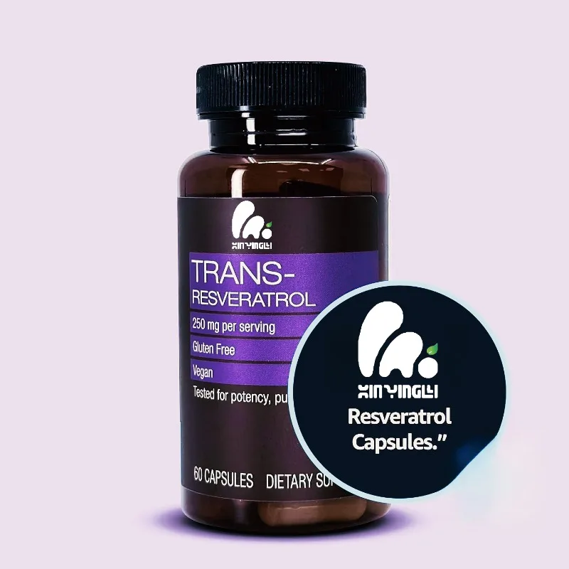 Trans Resveratrol 250mg, 60 capsules, 2 months supply, vegan anti-aging supplement