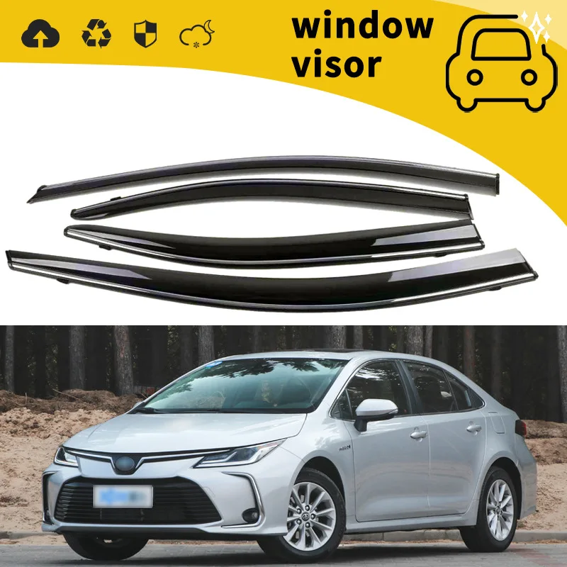 Protector de lluvia para puerta y ventana, adecuado para Toyota Corolla 07-19, protección contra el sol y la lluvia, ceja protectora contra la lluvia, decoración modificada.