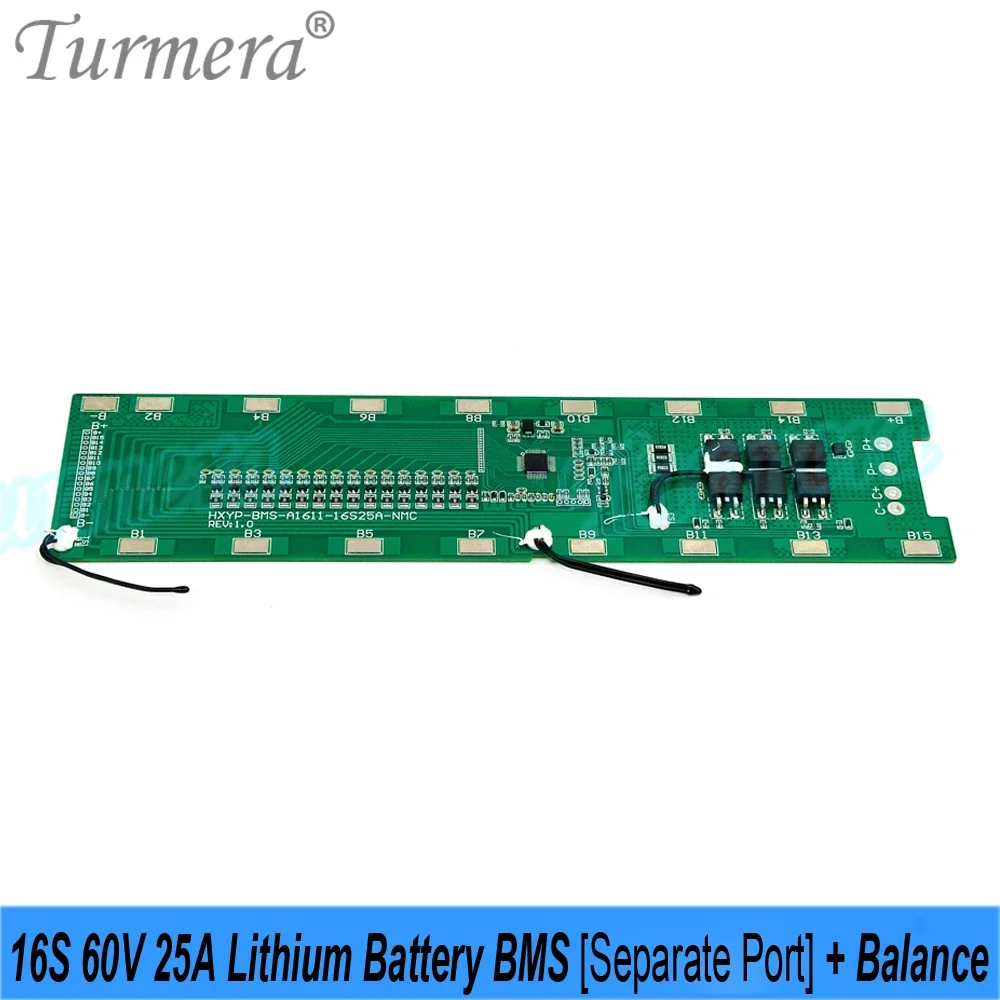 16S 60V 25A Lithium Battery BMS Separate Port with Balance Weld Board for 18650 21700 Diy E-scooter E-bike Batteries Use Turmera view 5