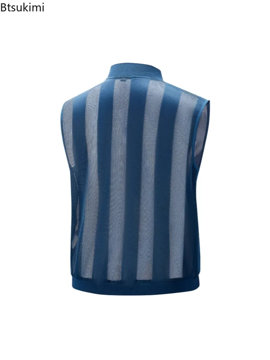 Summer New Men's Ultra-thin Ice Silk Vests Sleeveless Breathable Vest Jacket Men Outdoor Casual Sport Climbing Fishing Waistcoat