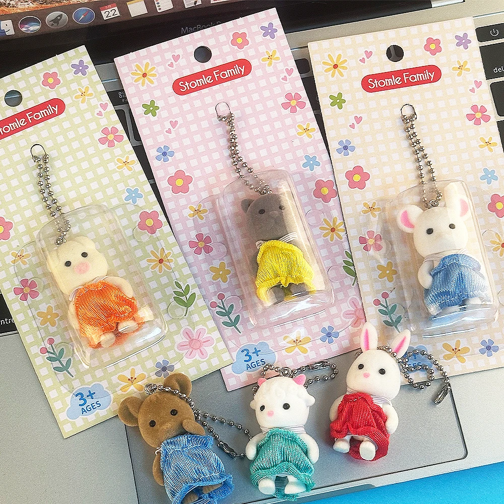 1-3 pezzi mini casa delle bambole coniglio scoiattolo elefante bambola animale con catena pendente può appendere zaino vestiti modello giocattolo regalo